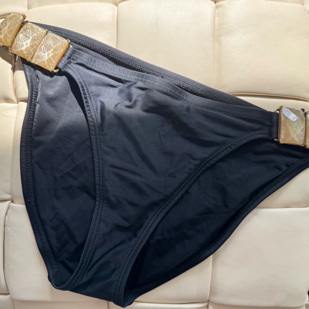 Vix Black Bikini Bottom with Gold Accents Sz M